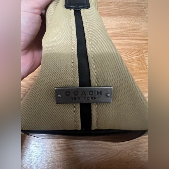 Coach Tan + Black Small Arm Purse Handbag Vintage Desinger Canvas + Leather 7417 - Picture 3 of 13